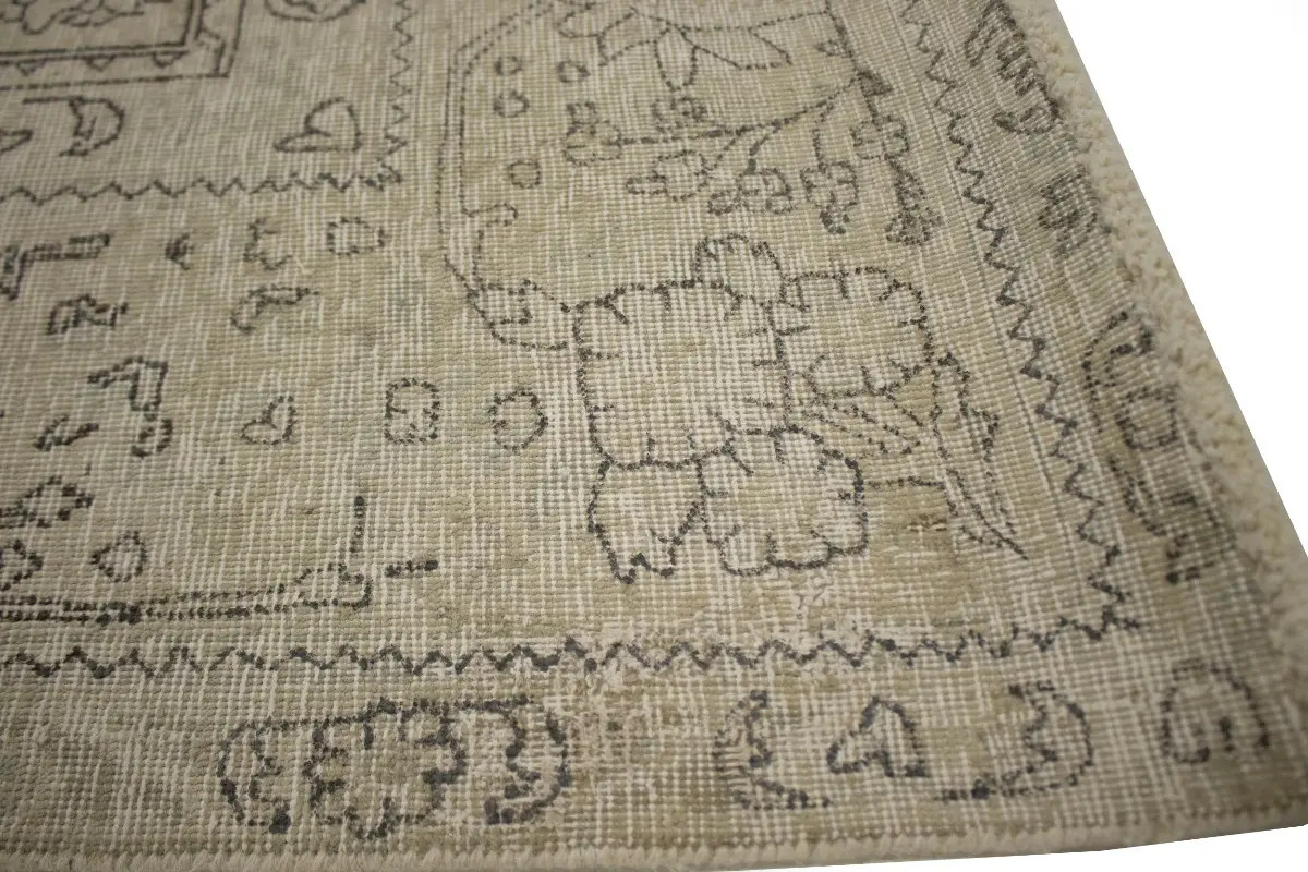 Muted Beige Antique Distressed Oriental Rug Classic Floral Carpet 9’5X12’5 ft