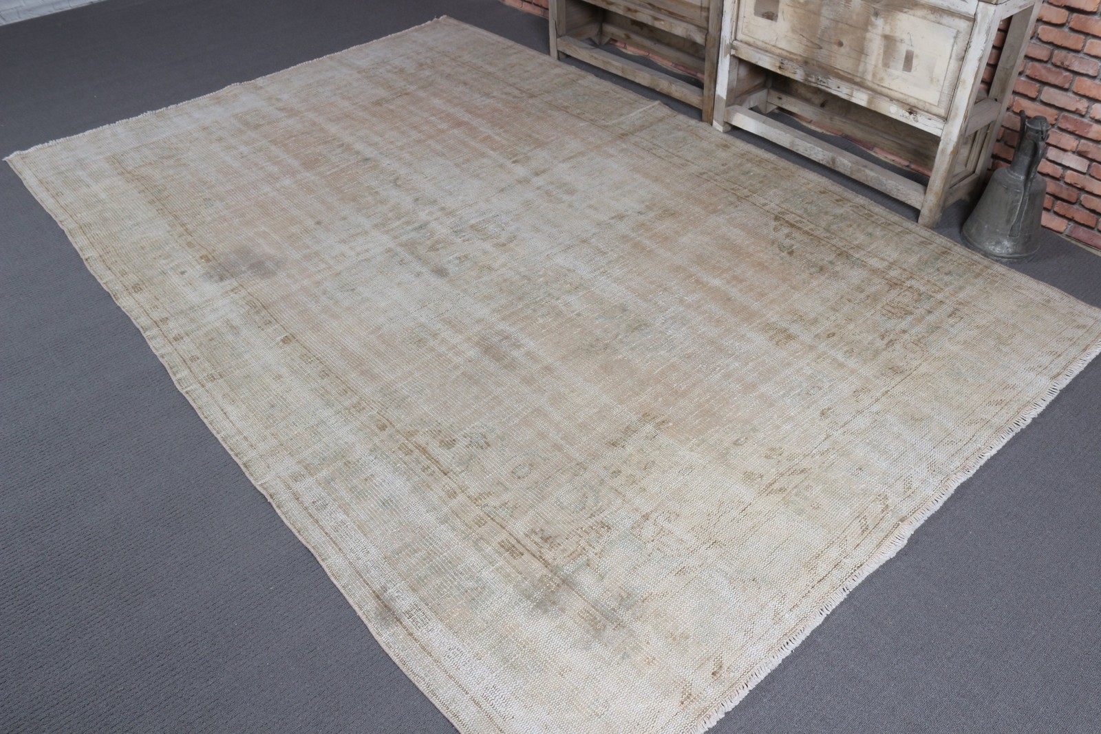 5,8×8,9 ft Vintage Rug, Rug, Brown Floral Rug Wool
