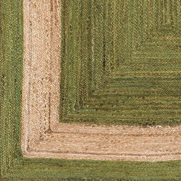 Handmade Green and Natural Jute Rectangular Area Rug Eco-Friendly Floor Mat Rugs