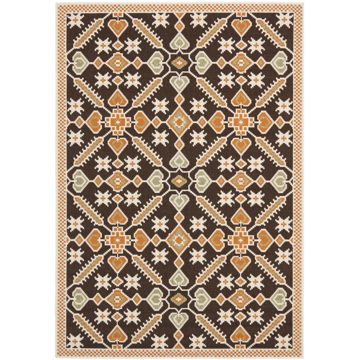 SAFAVIEH Outdoor VER098-0725 Veranda Chocolate / Terracotta Rug