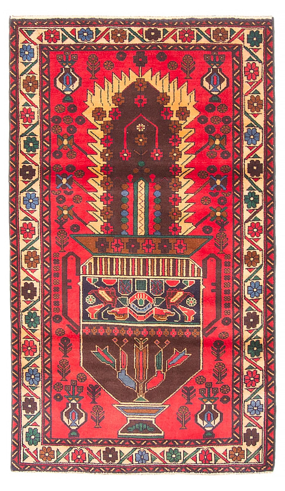 Vintage Hand-Knotted Carpet 2’11” x 5’1″ Traditional Oriental Wool Area Rug