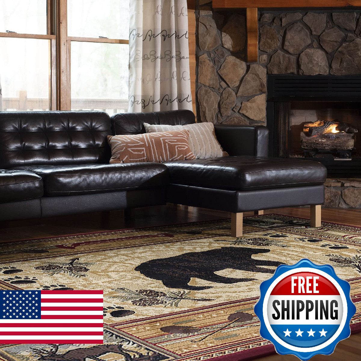 Tayse Universal Rugs Black Bear Area Rug 311 X 53 Brown