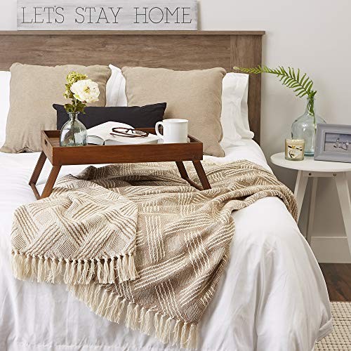 Transitional, Basketweave Woven Throw, 50×60 50 x 60 in Stone