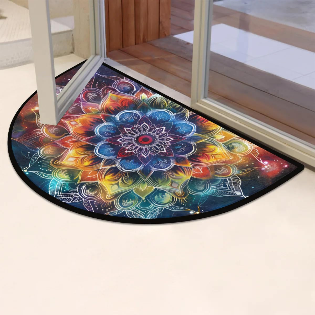 Mandala Galaxy Half round Door Mat Semi Moon Rug Fireplace Carpet Area Rugs | Ma