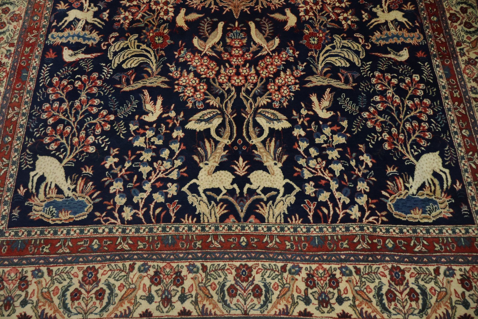 Animal Design Blue Area Rug 7×11 Ft Handmade Oriental Floral Wool Carpet