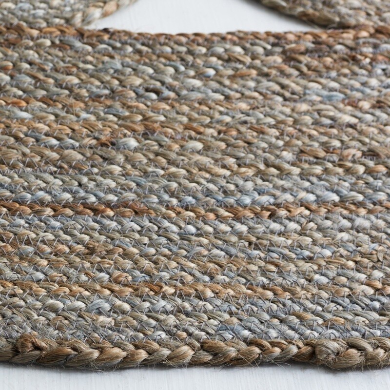 Natural Fiber Handmade Jute Area Rug Braided Round Soft Indoor Carpet 3ft Grey