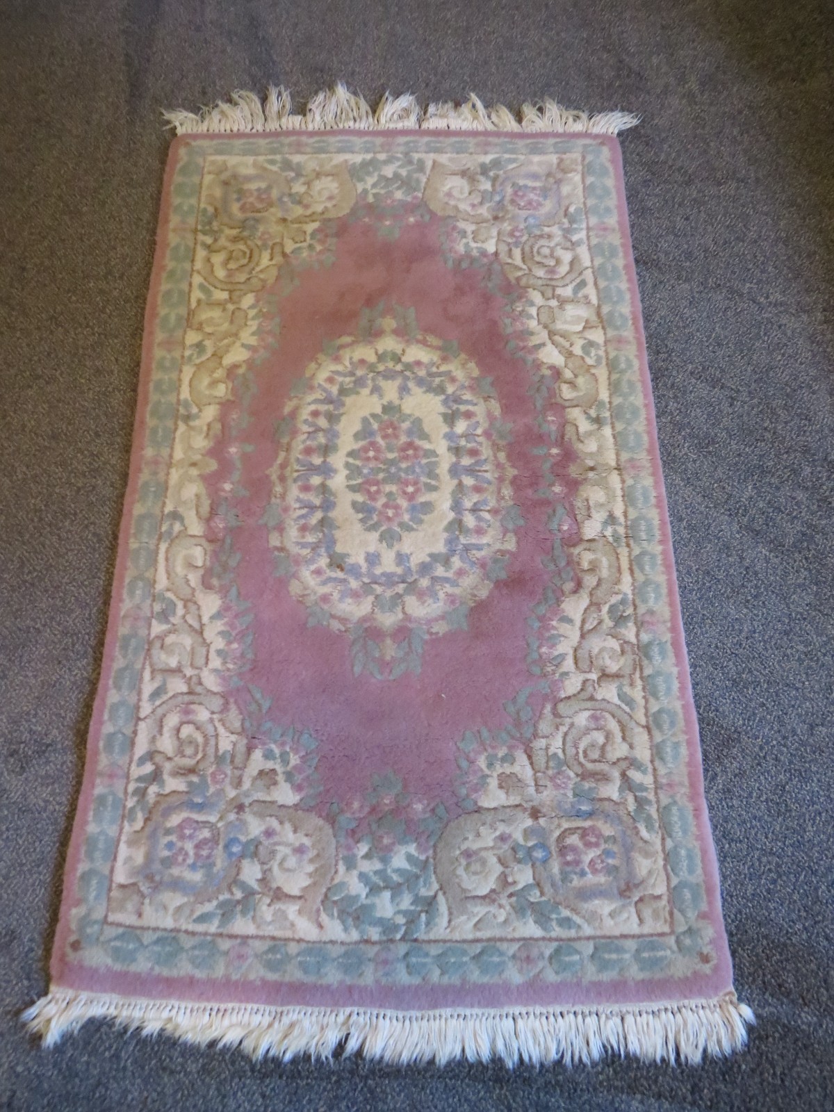 Genuine Chindia Hand Woven Wool Rug 35 1/2 x 60 Inches Rose