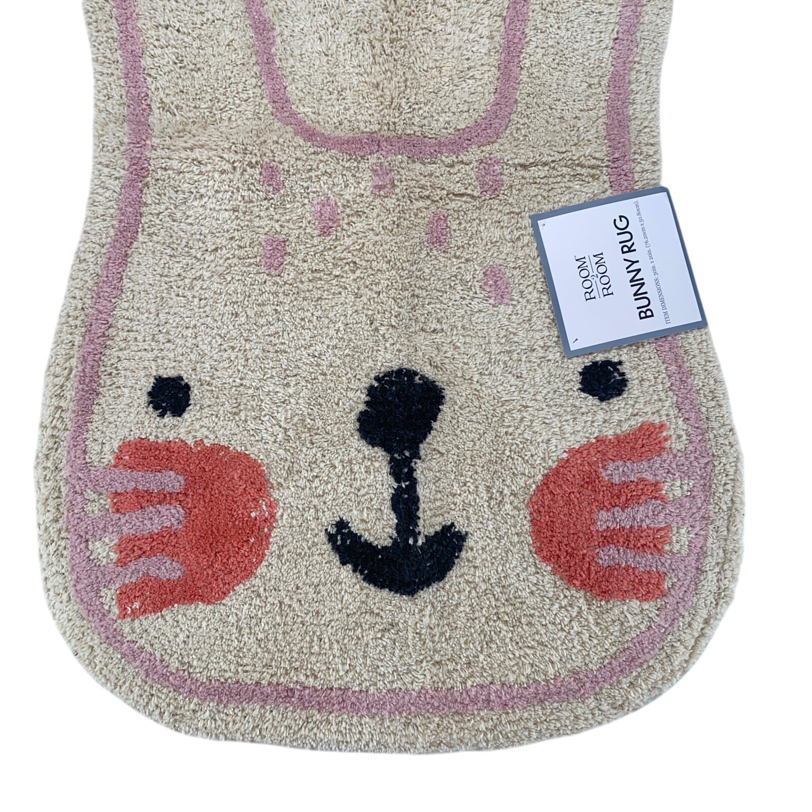 Easter Bunny Rug Bath Mat Pink Orange Ivory Shag Cotton Blend 30×20 Room2Room