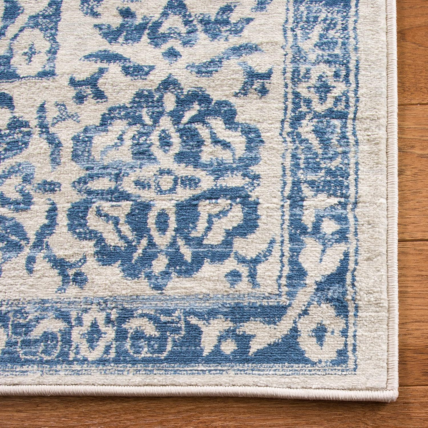 Brentwood 8×10 Medallion Area Rug, Navy & Light Grey, Easy Care, Non-Shedding