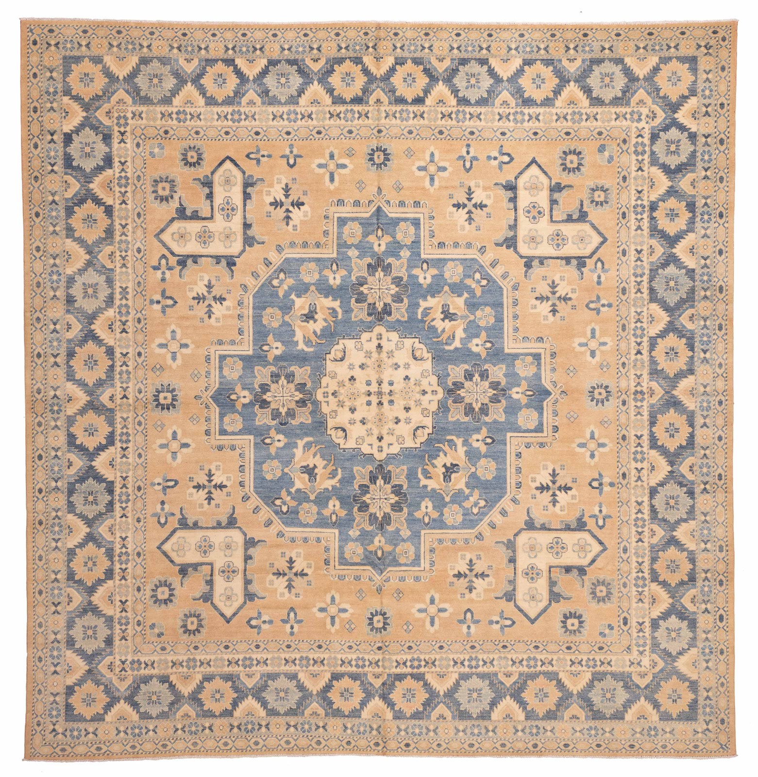 Traditional Hand-Knotted Geometric Area Rug 13’0″ x 13’2″ Oriental Wool Carpet