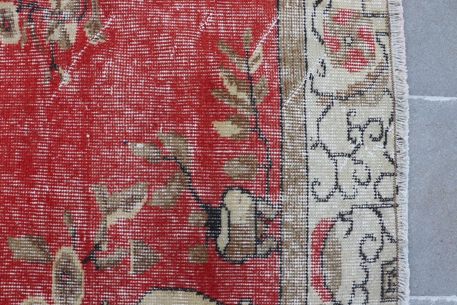 4,3×8,3 ft Rug, Turkish Vintage Rug, Red Moroccan Wool Rug