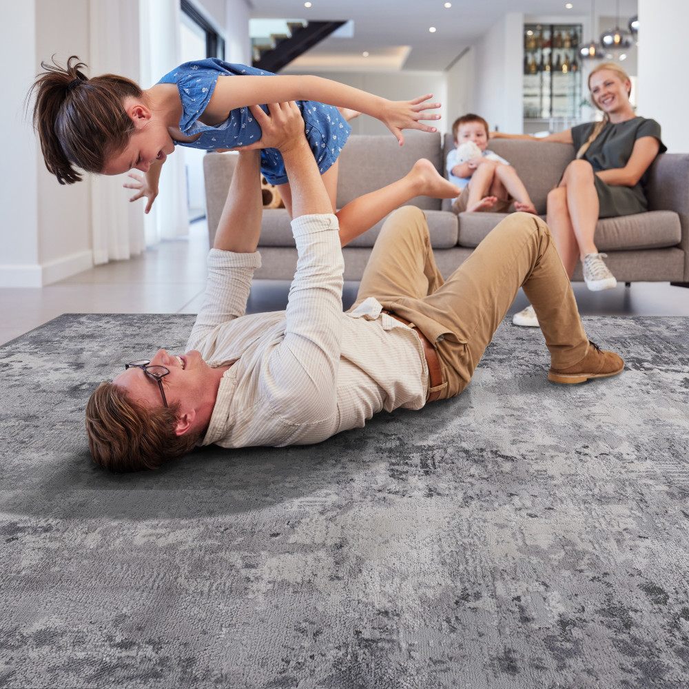 MARFI Collection 90×63 Inch Light Grey Home Rug, Modern Non-Shedding Easy Clean