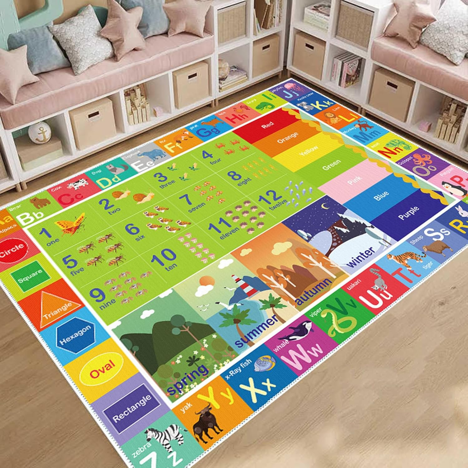 Alfombra ABC para Niños, Lavable, para Guardería, Aula y Sala de Juegos