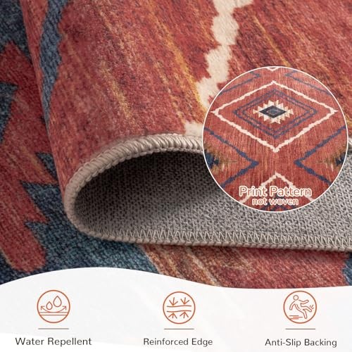 Area Rug 5×7 Rug Machine Washable Non-Slip Low Pile Print Pattern Western Rug