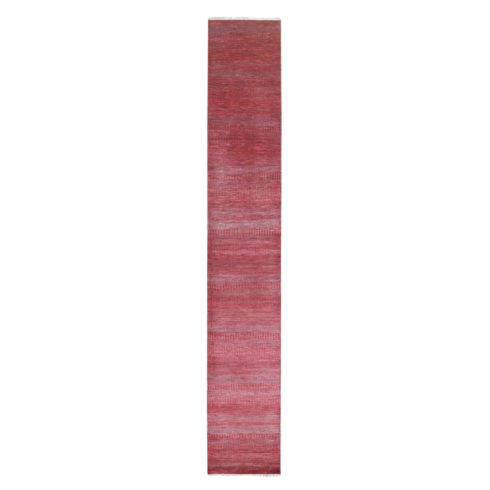 2’6″x16’3″ Red Modern Grass Design Hand Knotted Wool and Silk Runner Rug R76320