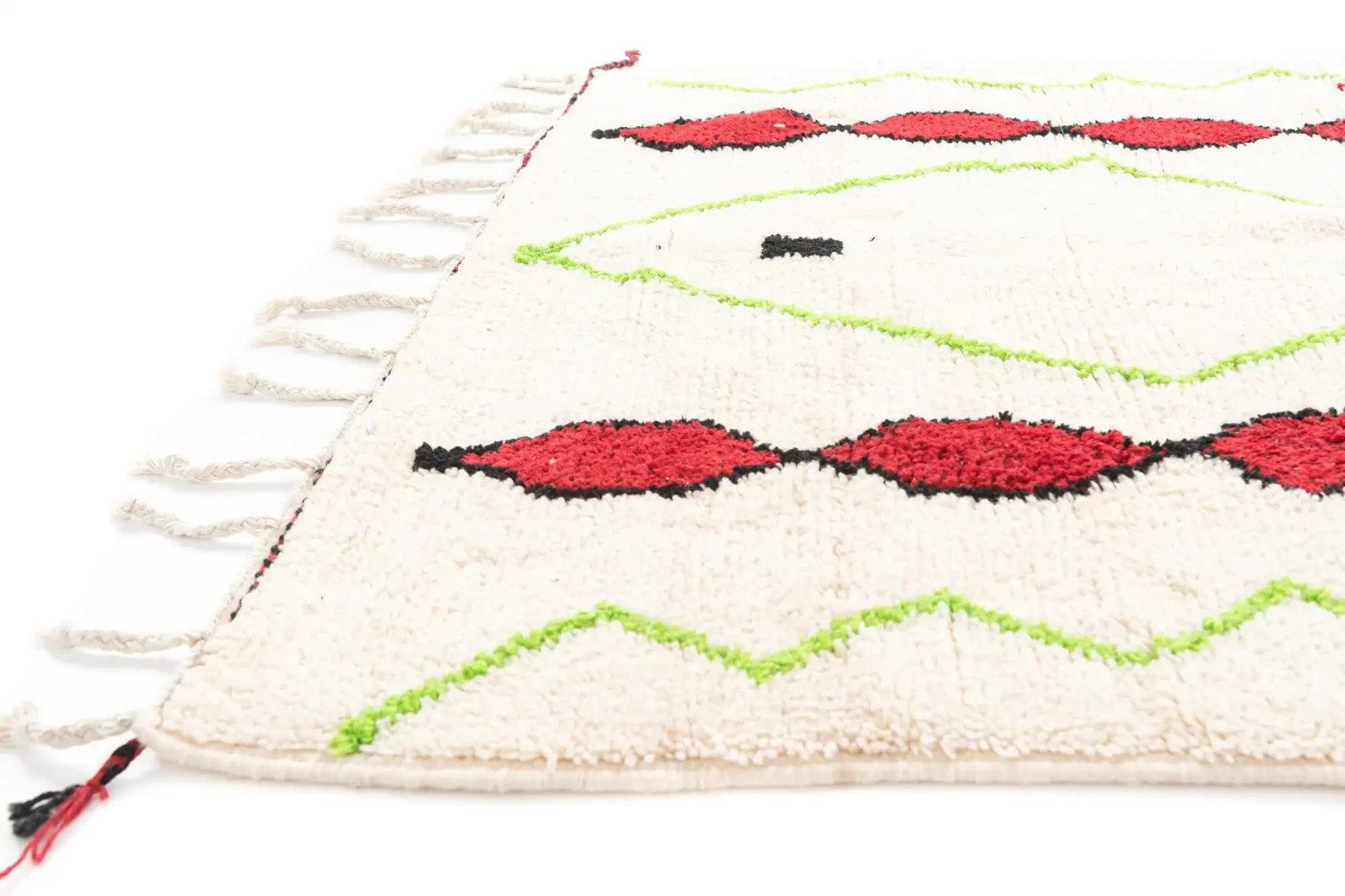 Modern Design Moroccan Rug Color Black, Red, Green Handmade Carpet Rug