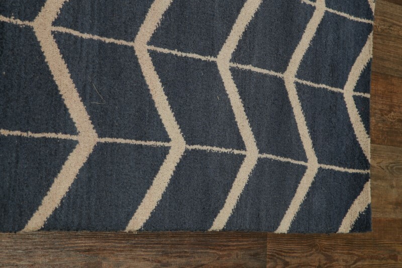 Navy Blue/Beige Modern Trellis Moroccan Oriental Rug Wool Handmade 5’x8′ Carpet