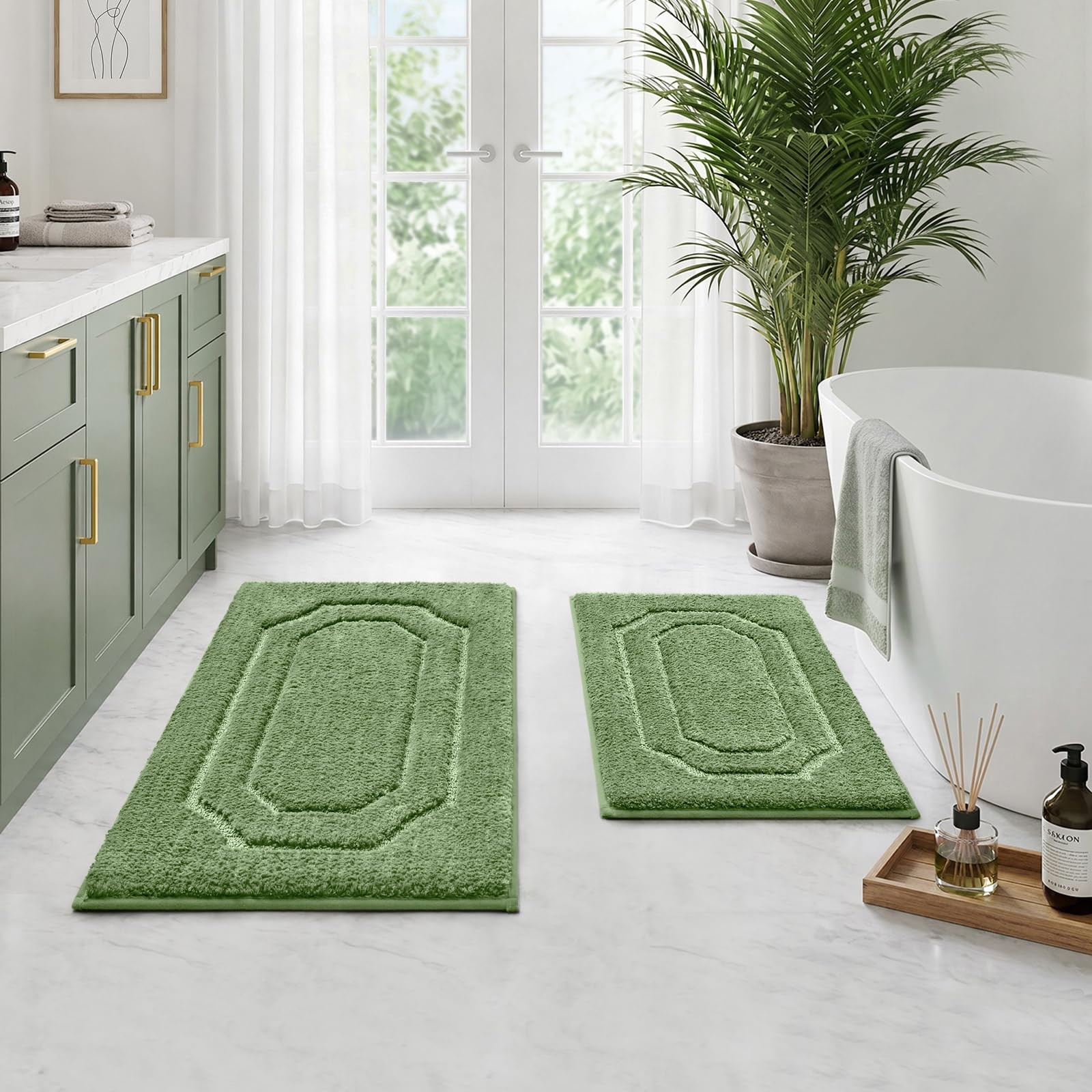 Bathroom Rugs Sets 2 Piece Sage Green 16 * 24+20 * 32″
