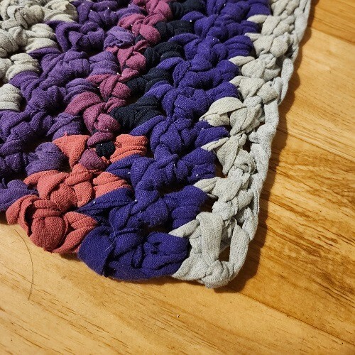Handmade Finger Crocheted T-Shirt Runner Rug 16 x 51 Inches