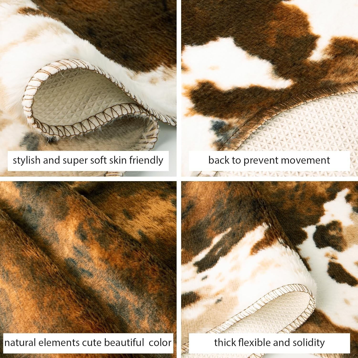 Faux Cowhide Rug Cute Cow Print Rugs Animal Area Carpet Western Decor for Bedroo
