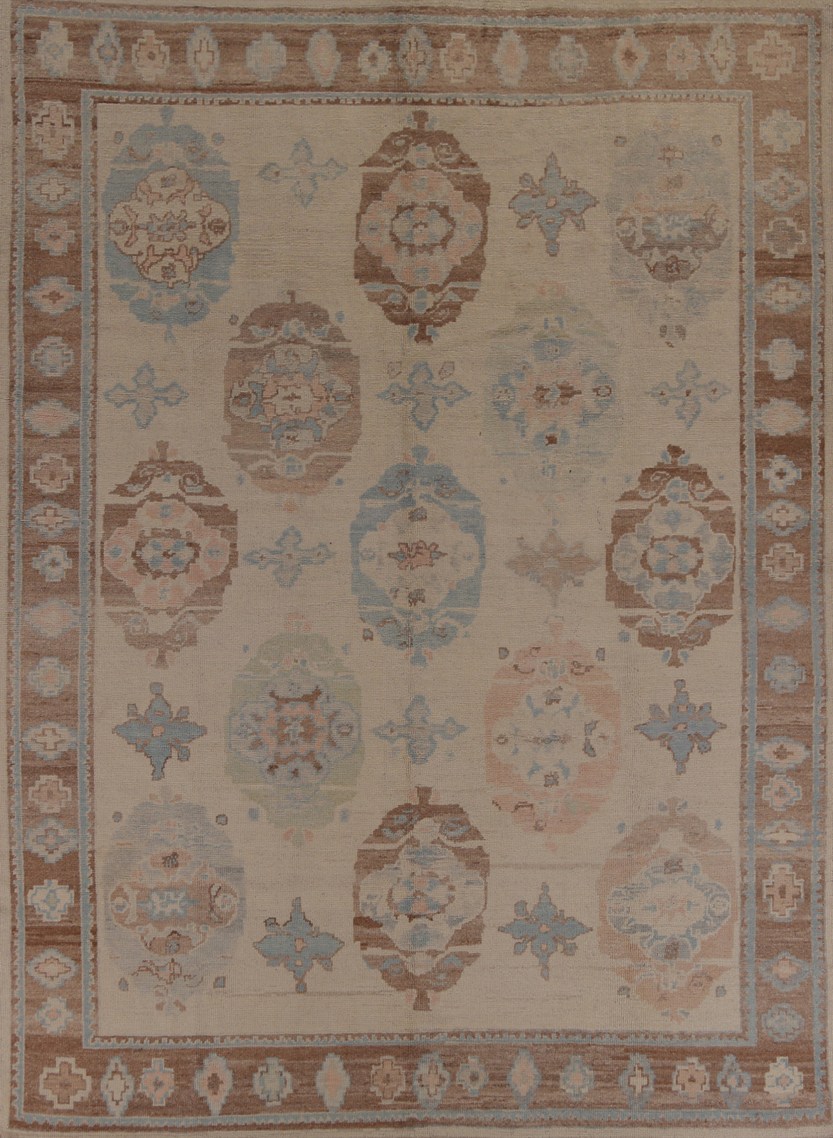 Vegetable Dye Oushak Turkish Hand-knotted Wool Rug for Living Room 9×11 ft