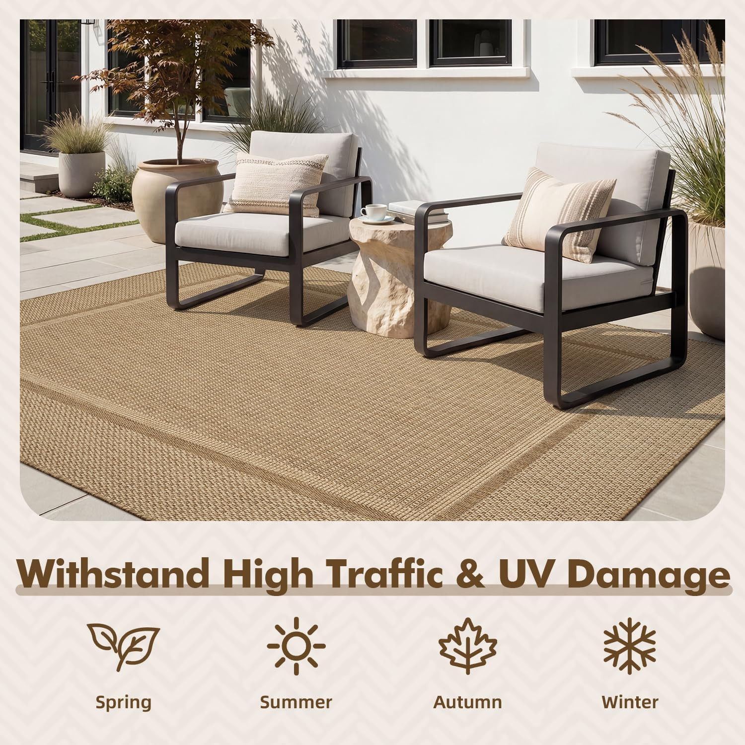 MontVoo-Outdoor Rug-Patio Rug 5×7 ft Polypropylene Indoor Outdoor Rugs Outdoor C