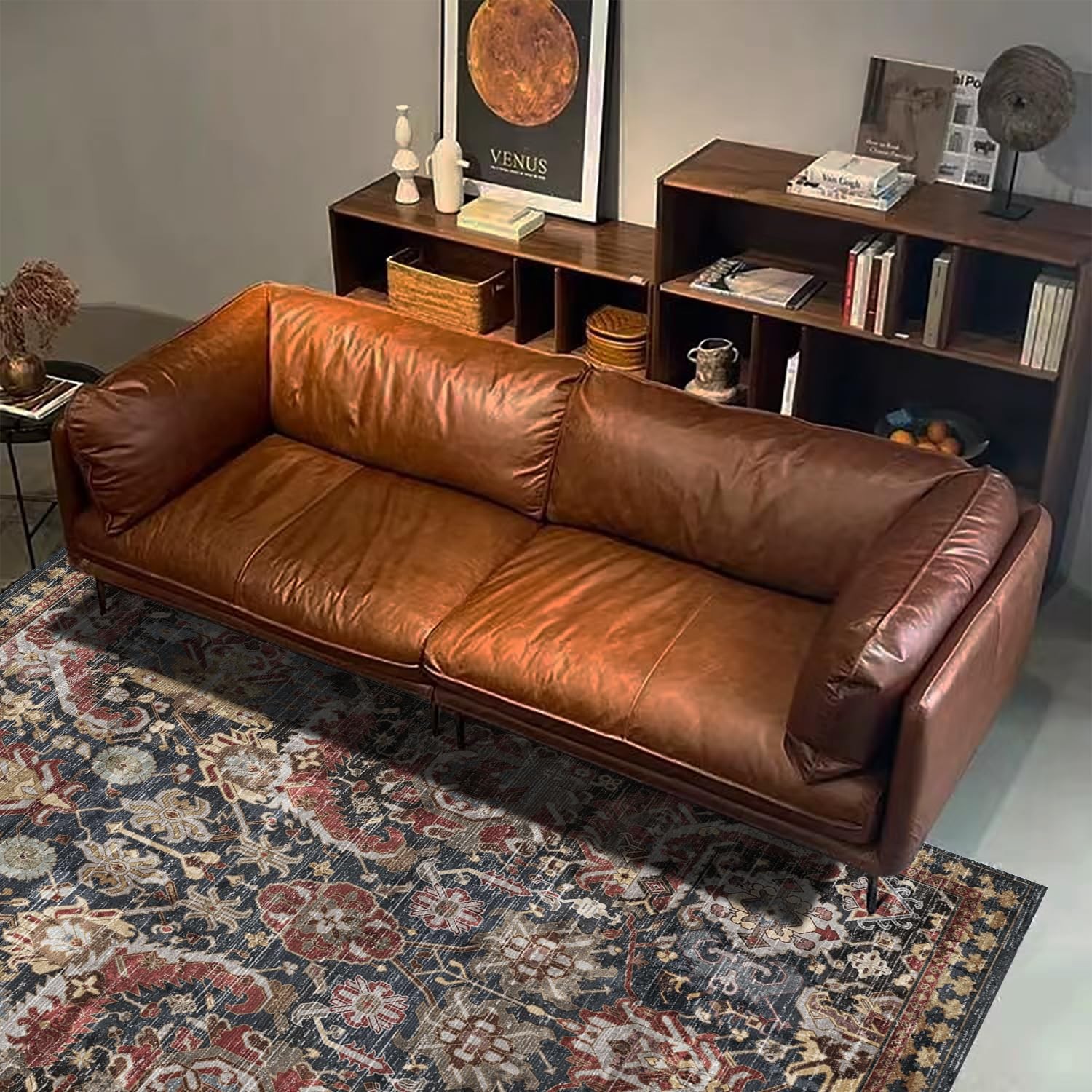 RUGSURE Washable Area Rugs – Perfect for Living 5′ x 7′ (Rectangular), Rust