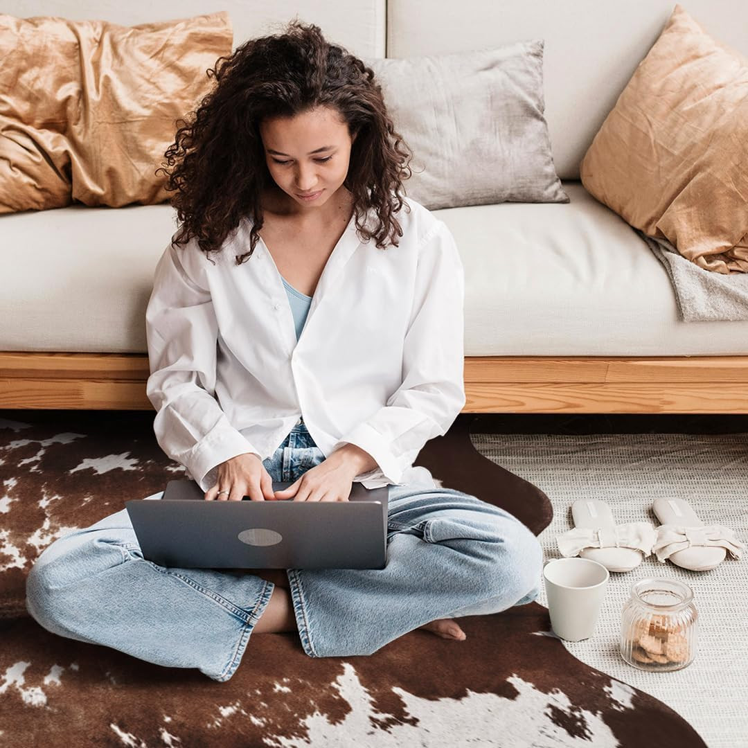 Large 8×10 Faux Cowhide Rug – Stylish Cow Print Area Carpet for Home Decor