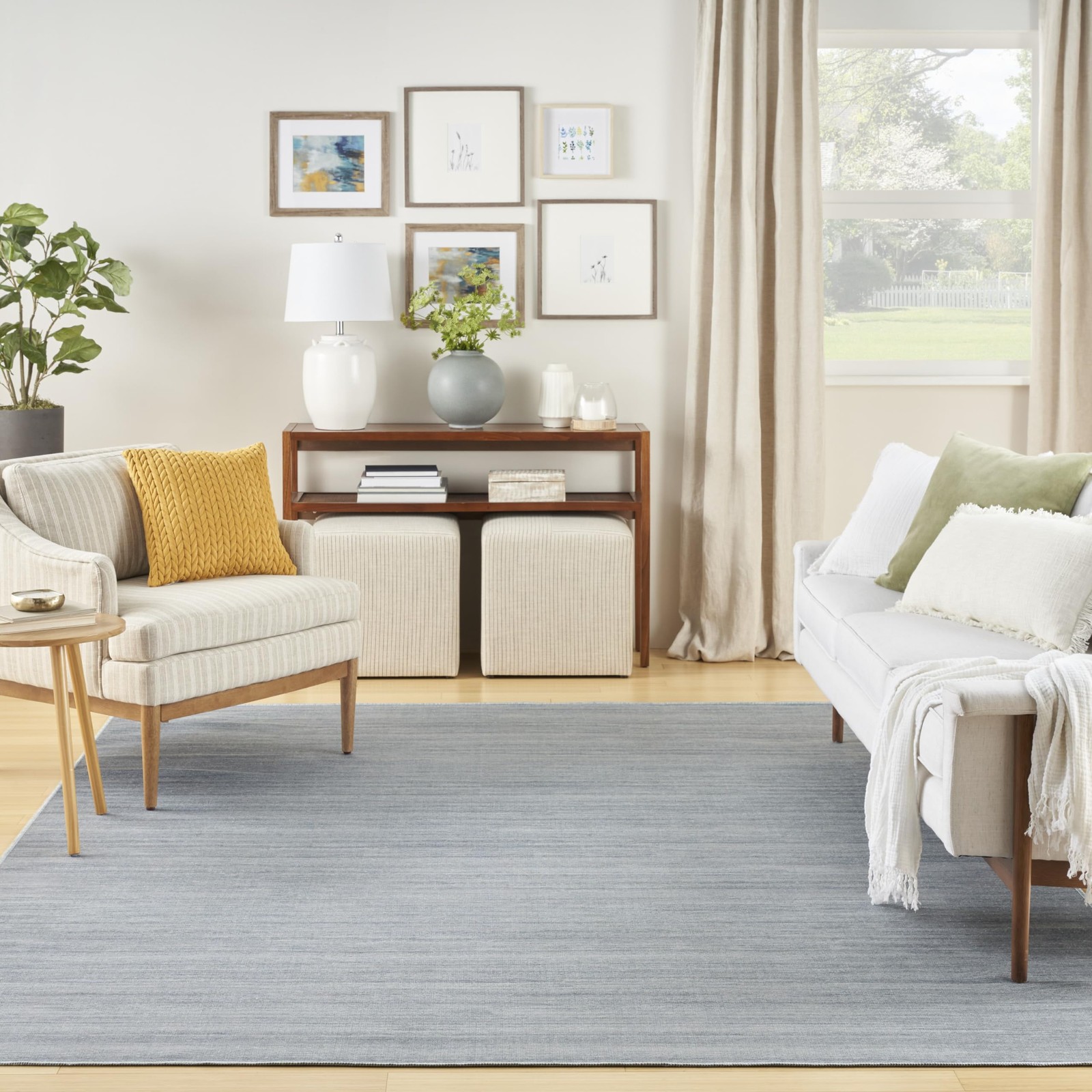 Nourison Home Washable Essentials Aqua 6 X 9 Area Rug – Easy Clean Non Shedding