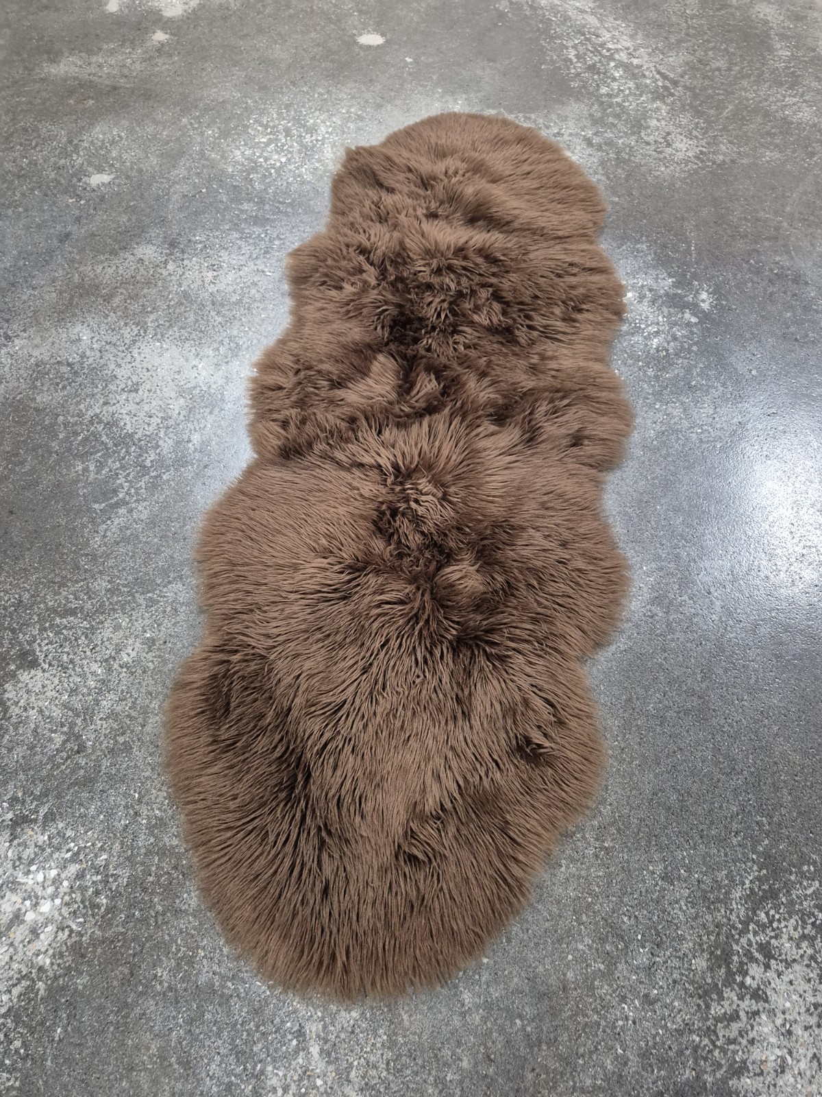 Walk On Me Double Pelt Brown Faux Fur Sheepskin Rug 70×24 Ultra Soft Super Thick