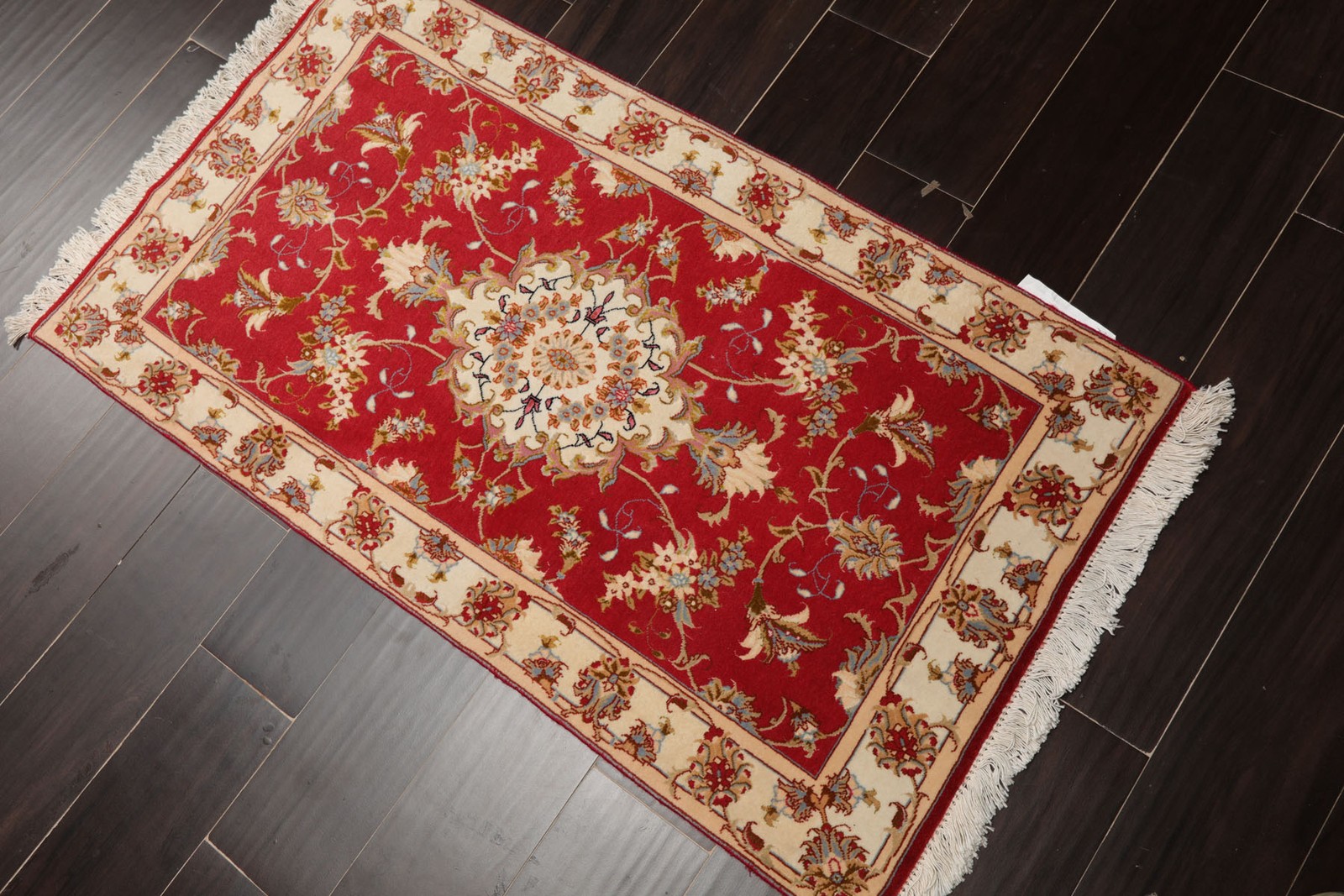 2’4”x4′ Hand Knotted Wool & Silk Rose Tabrizz Traditional 300 KPSI Rug