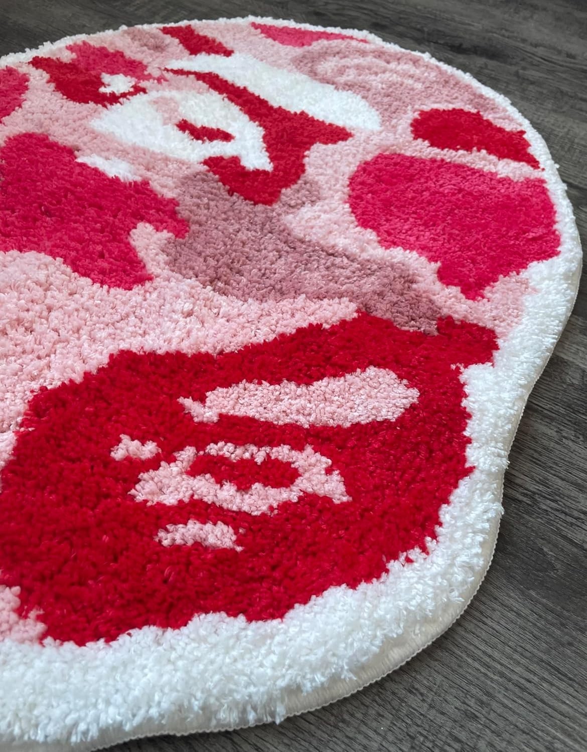 Luxury BAPE Rug with Baby Milo – Handcrafted Camo Pink, Ideal for Living Spaces