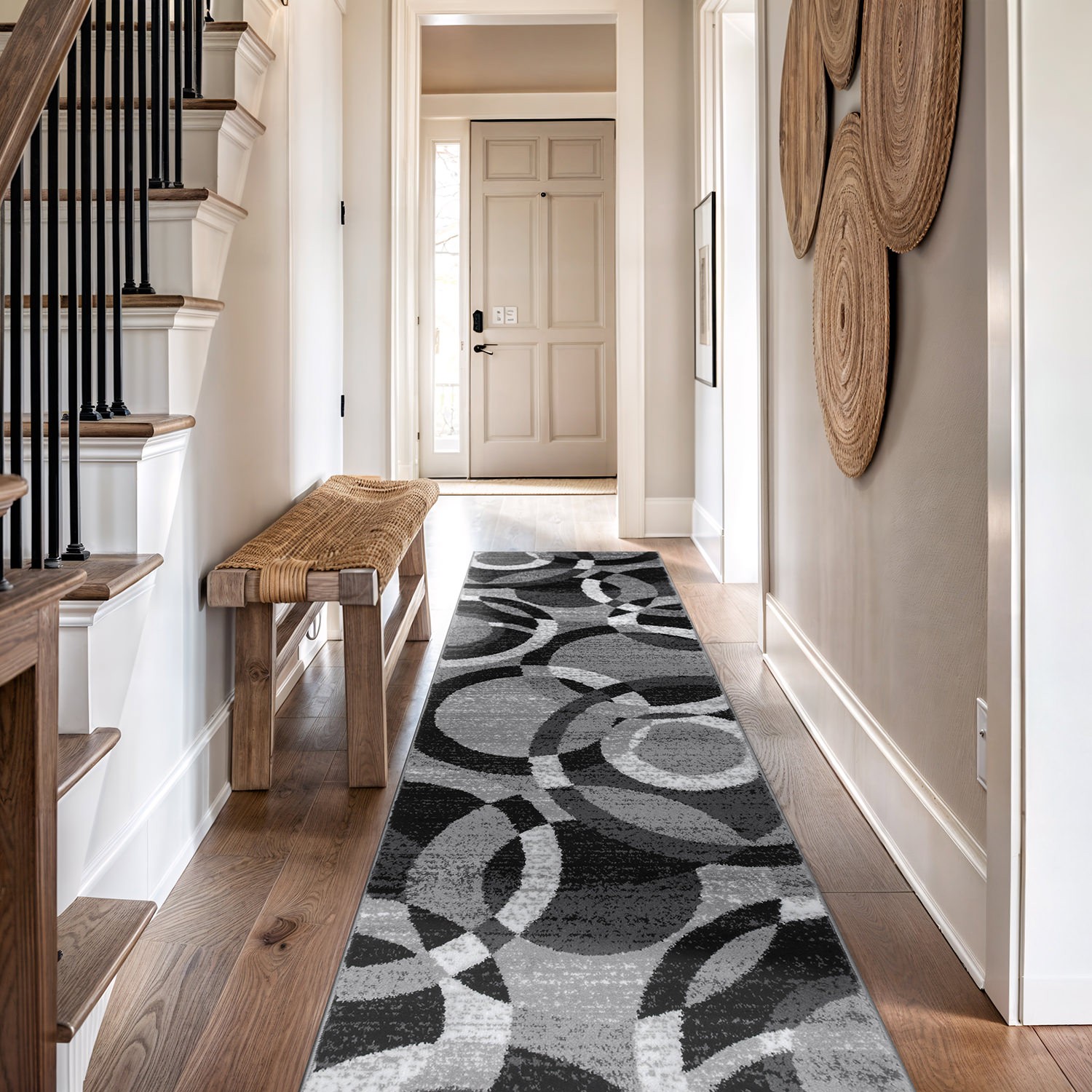 Rugshop Rugs Runner Geometric Circles Runner Rug for Hallway Floor Rugs 2’7″x12′