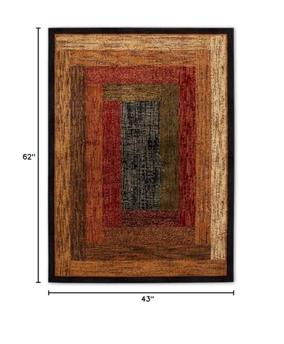 Home Dynamix Royalty Vega Contemporary Geometric Area Rug, Black/Brown, 43″x62″
