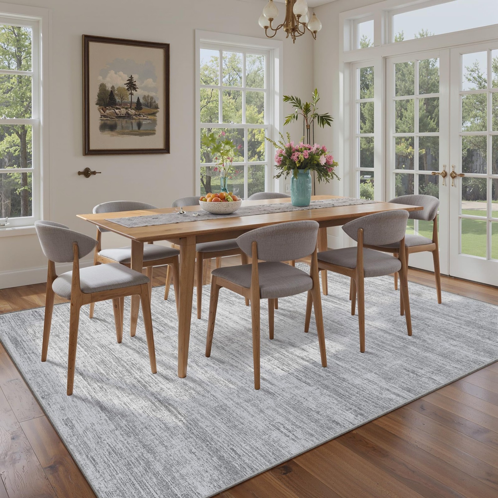 5×7 Feet Area Rugs UltraThin Washable NonSlip Low Pile Abstract Print Decor