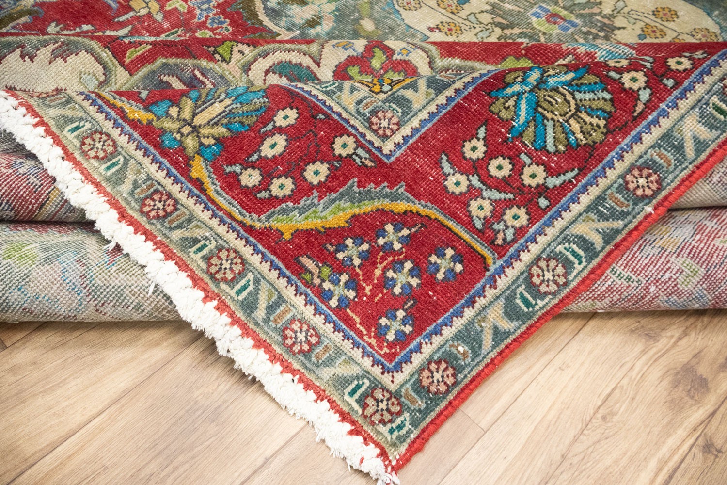 Semi-Antique Distressed Floral Oriental Wool Rug Home Decor Carpet 9’6×12’5 Ft