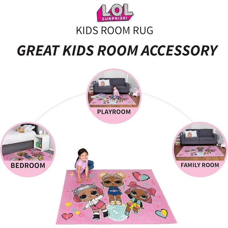 LOL Surprise Non Slip Kids Area Rug Soft Durable Playroom Bedroom Accessory New