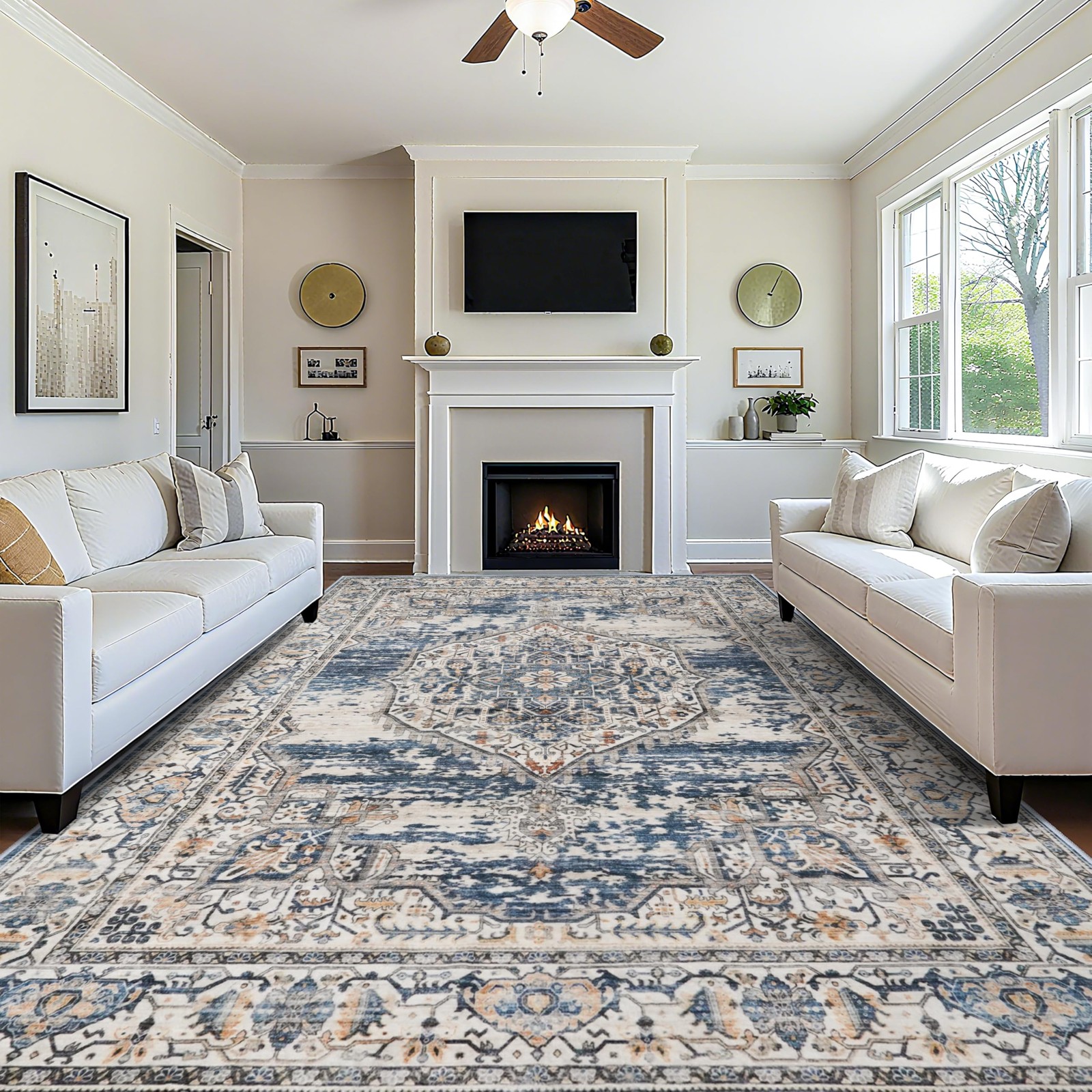YOUFORTONG 9×12 Area Rug Washable：Large Living Room Area Rugs – Machine Washa…