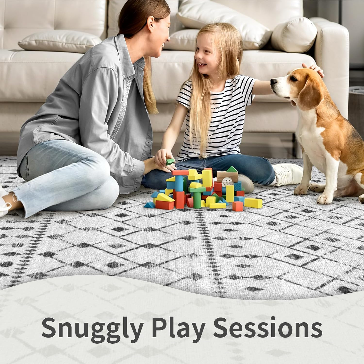 SERISSA 2×3 Washable Small Entry Rug Moroccan Geometric Distressed