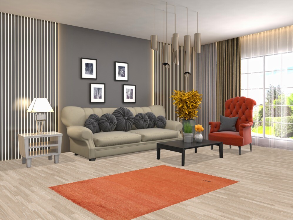 Contemporary Gabbeh Solid Design Wool Rug Perfect for Any Space 4′ 10″ x 3′ 5″