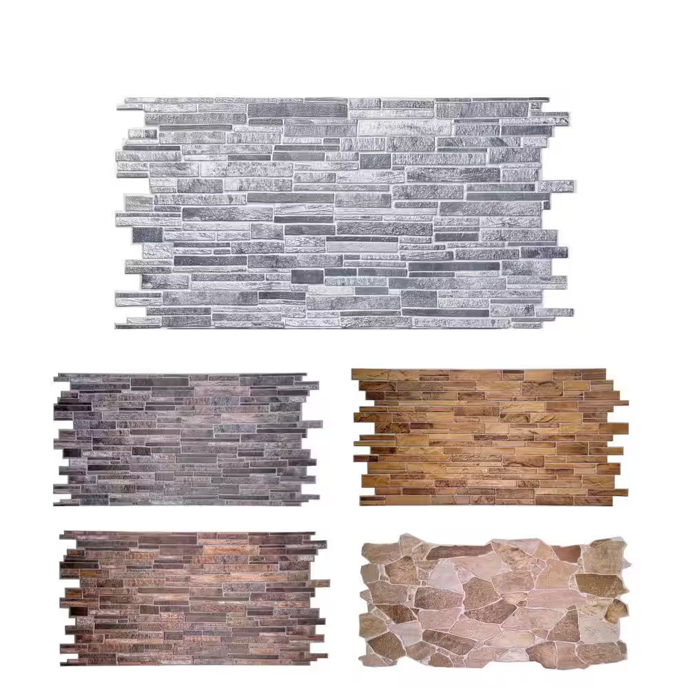 Finecraft Decor 3 Ft. X 1 1/2 Ft. X 3/16 in Stacked Slate Gray Faux Decorative 3