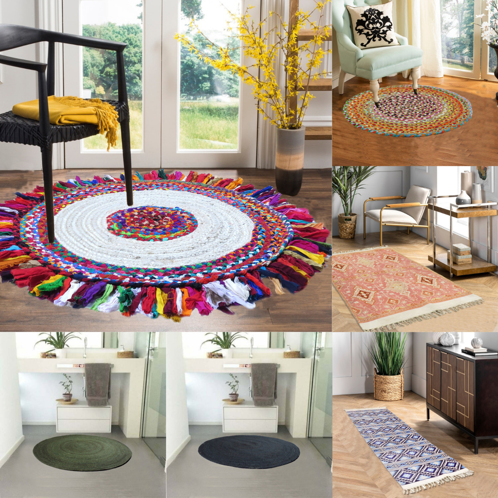 Rugs Area Rug Living Room Carpet Flooring Mat Chindi Hand Woven Bedroom Boho Mat