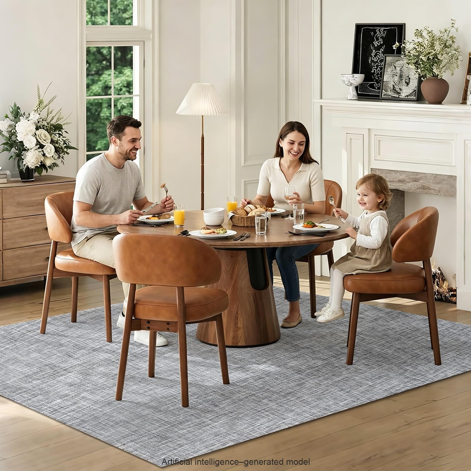 Vinyl Floor Mat Area Mat 3’x5′ Waterproof Vinyl Area Rug for Under Dining Tab…