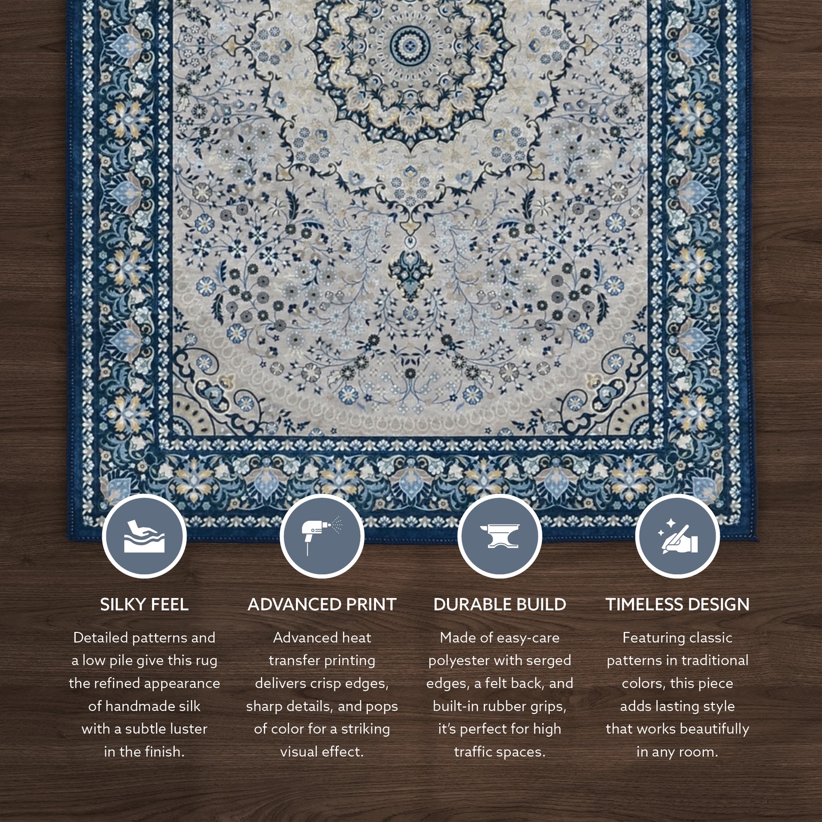 Linon Emerald Paulson Woven Microfiber Polyester 2’2″x3’2″ Rug in Cream