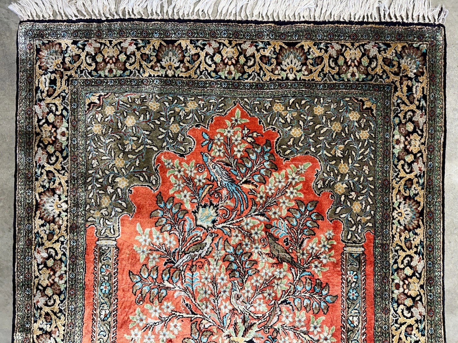 3×5 Luxurious Fine Hand-Knotted 100% Silk Pictorial Persiane Qume Rug Handmade