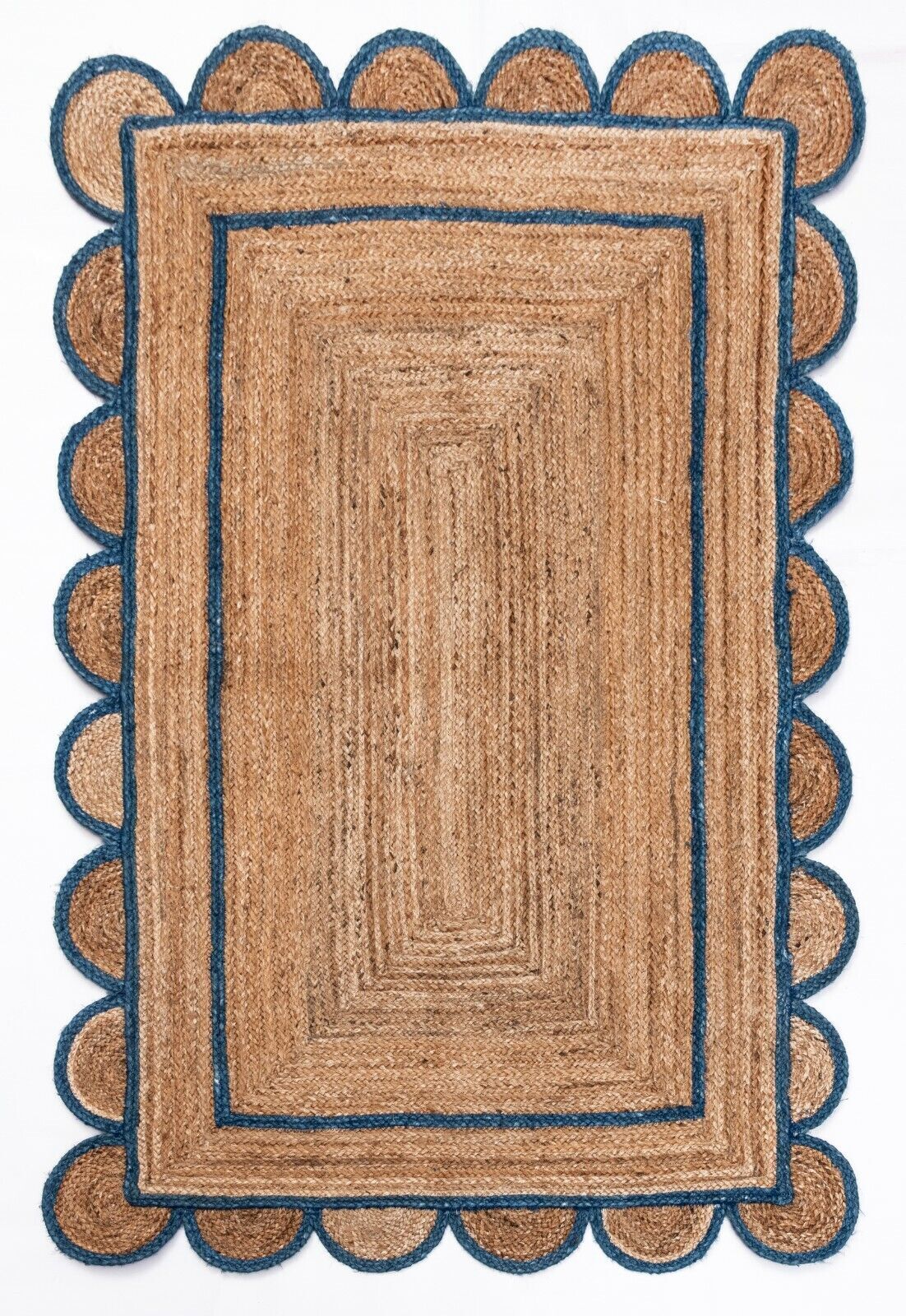 Scallop Rug Natural Handmade jute Rectangle Carpet Home Decor Living Area Rug
