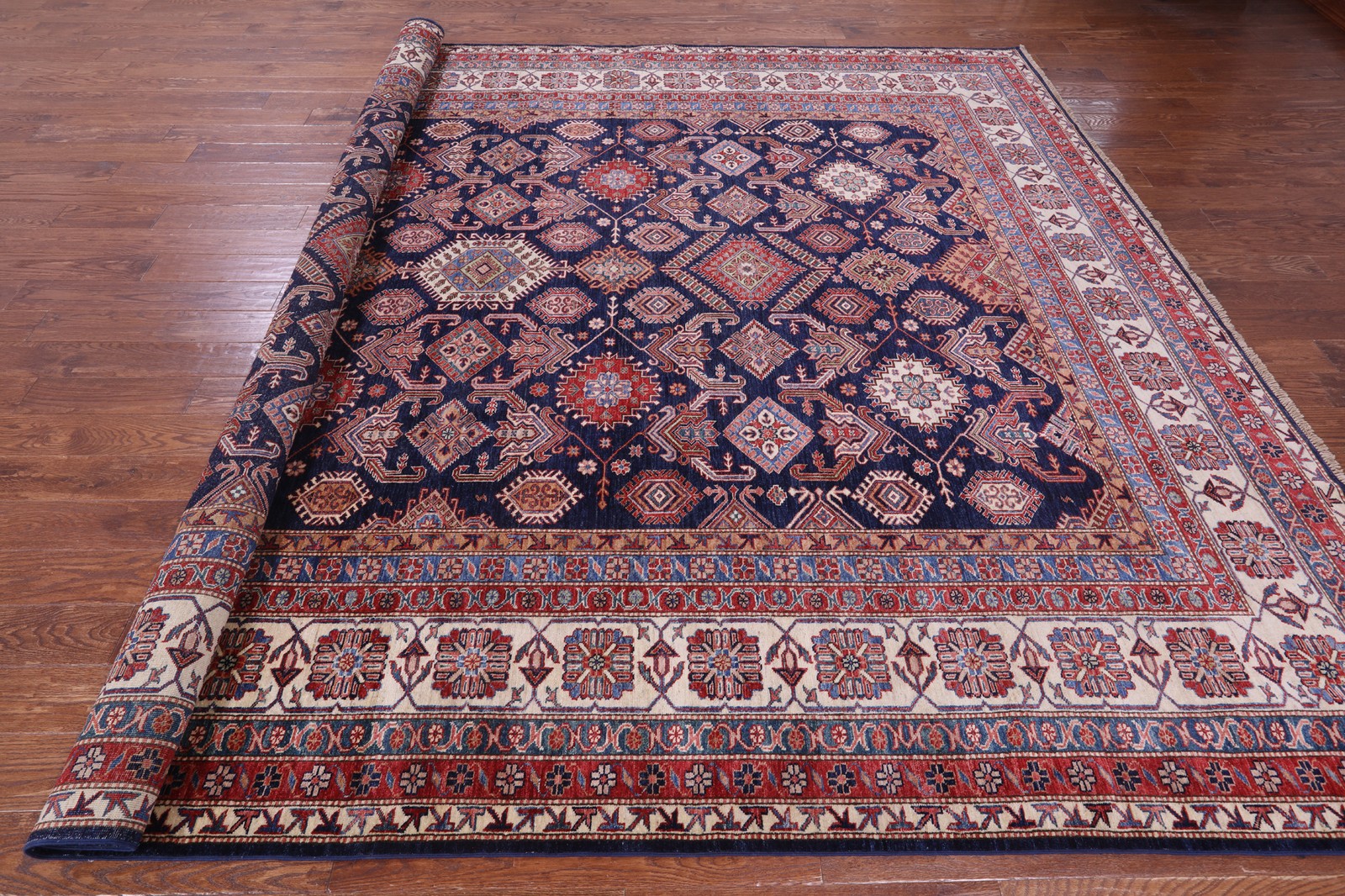 10′ 0″ X 13′ 10″ Super Kazak Hand-Knotted Wool Rug – Q18233