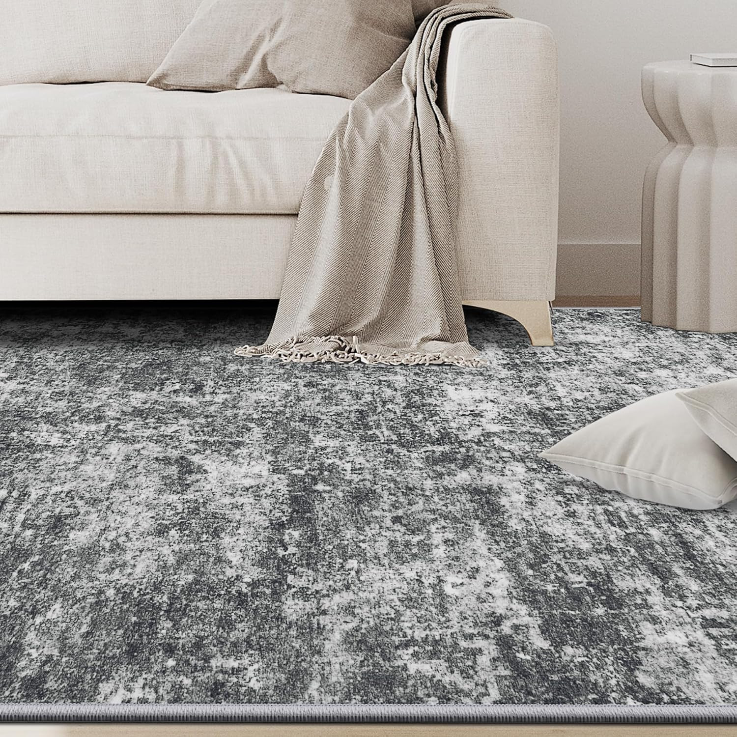 Modern 9×12 Washable Area Rug – Abstract Non-Slip Carpet for Home & Office
