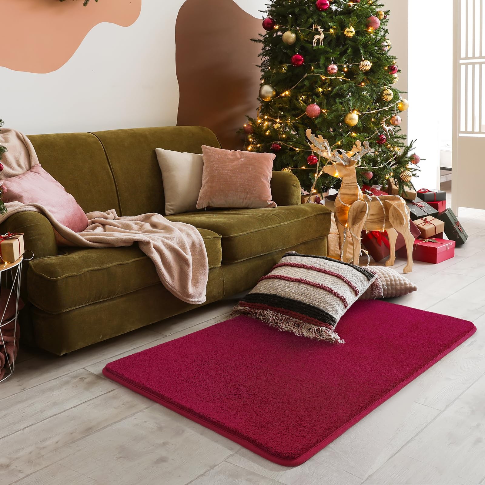 1 PCS Burgundy Thick Memory Foam NonSlip Washable Entryway Area Rug 2×3 Ft