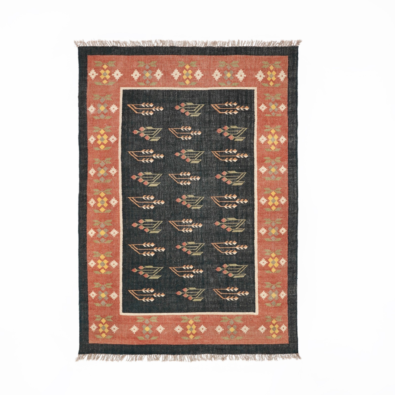 Natural Wool Jute Turkish Kilim Rug Bohemian Farmhouse Area Carpet Southwestern